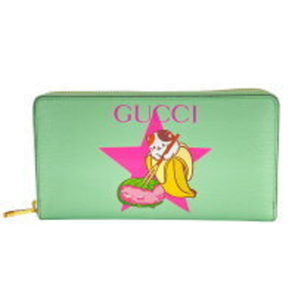 Gucci round Long collaboration green Bananya around wallet zip